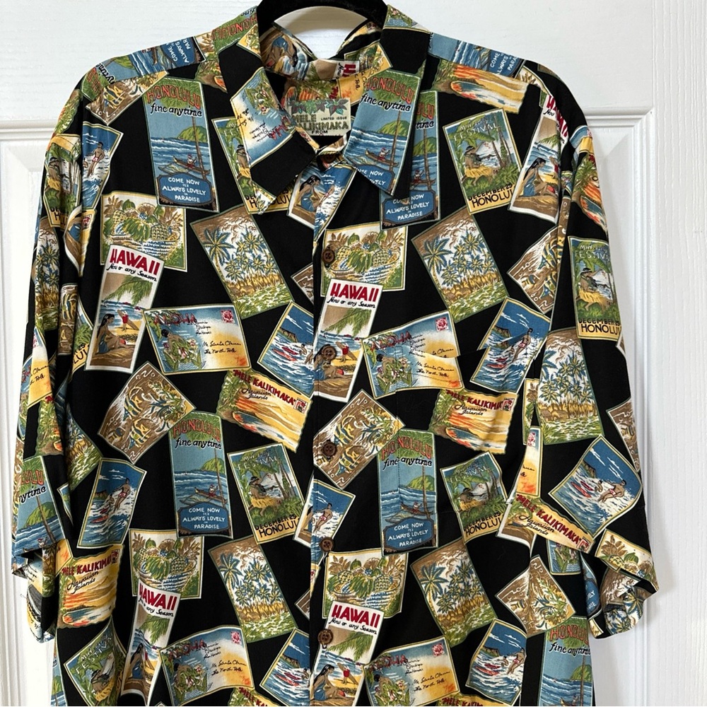 Reyn Spooner LIMITED ISSUE MELE KALIKIMAKA Christmas Post Card Hawaiian Shirt XL